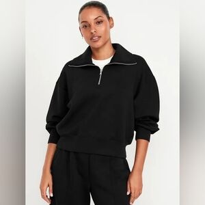 Old Navy Bounce Fleece Half-Zip Pullover Sweatershirt - Black Jack